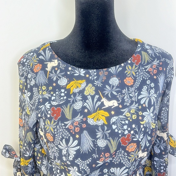 Lauren Conrad Floral Unicorn Ruffle flower Navy Mini dress Woman’s size XS - Picture 3 of 9